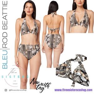 Bleu Rod Beattie Halter Bikini Top Snake Print NWT